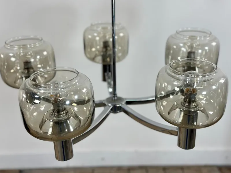 Online Pamono Vintage Chrome Metal Chandelier attributed to Gaetano Scolari, 1970s