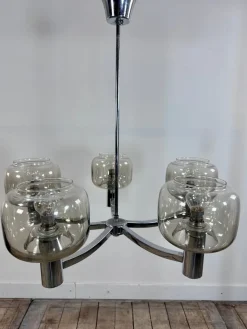 Online Pamono Vintage Chrome Metal Chandelier attributed to Gaetano Scolari, 1970s