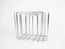 Pamono Vintage Chrome-Plated Magazine Rack in the of Style Willi Glaeser for TMP, 1980s> Magazine Racks