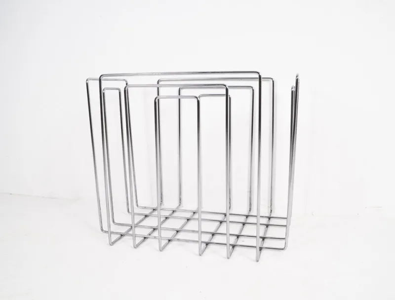 Pamono Vintage Chrome-Plated Magazine Rack in the of Style Willi Glaeser for TMP, 1980s> Magazine Racks
