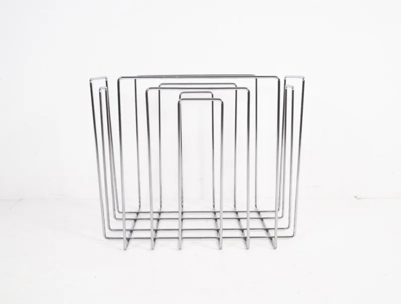 Pamono Vintage Chrome-Plated Magazine Rack in the of Style Willi Glaeser for TMP, 1980s> Magazine Racks