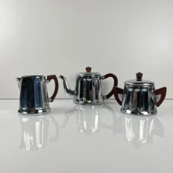 Pamono Vintage Chrome-Plated Metal and Bakelite Coffee Set, 1930s, Set of 3