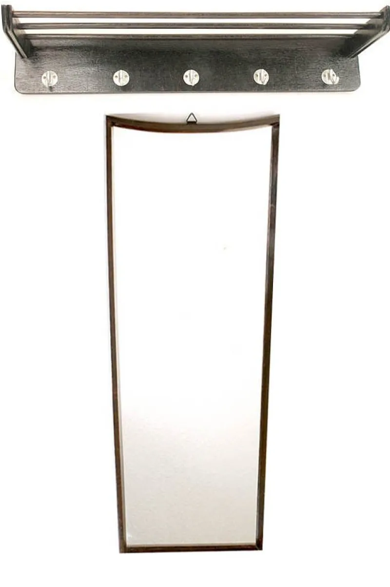 Pamono Vintage Coat Rack and Mirror, 1960s, Set of 2> Mirrors