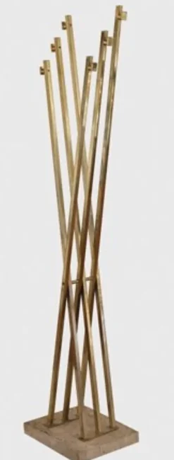 Pamono Vintage Coat Rack in Gold-Plated Metal and Travertine Marble, 1970s> Racks, Hooks & Valets