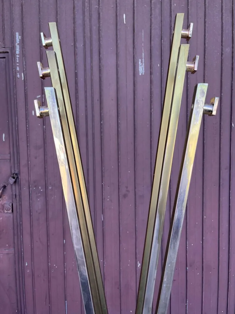 Pamono Vintage Coat Rack in Gold-Plated Metal and Travertine Marble, 1970s> Racks, Hooks & Valets