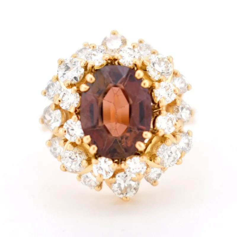 Pamono Vintage Cocktail Ring with Tourmaline and Diamonds> Rings