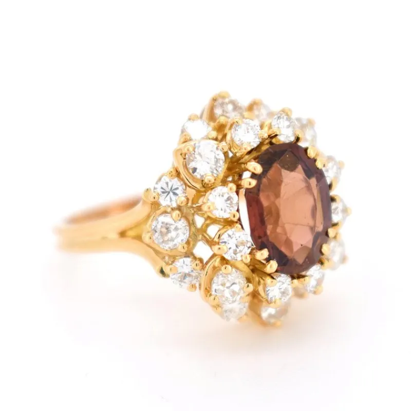 Pamono Vintage Cocktail Ring with Tourmaline and Diamonds> Rings