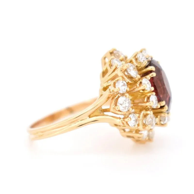 Pamono Vintage Cocktail Ring with Tourmaline and Diamonds> Rings