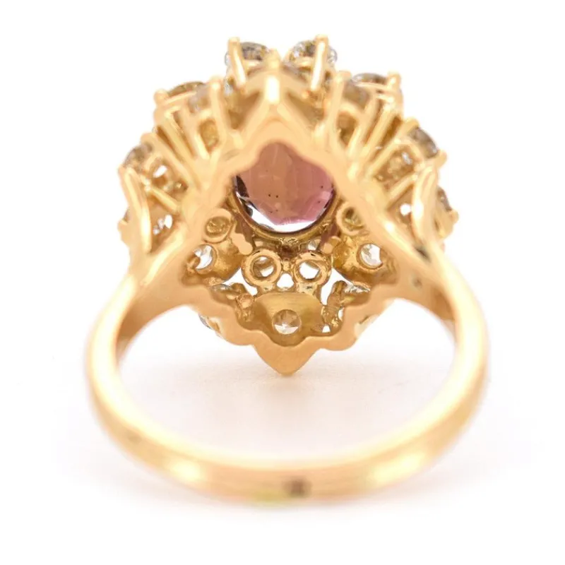 Pamono Vintage Cocktail Ring with Tourmaline and Diamonds> Rings