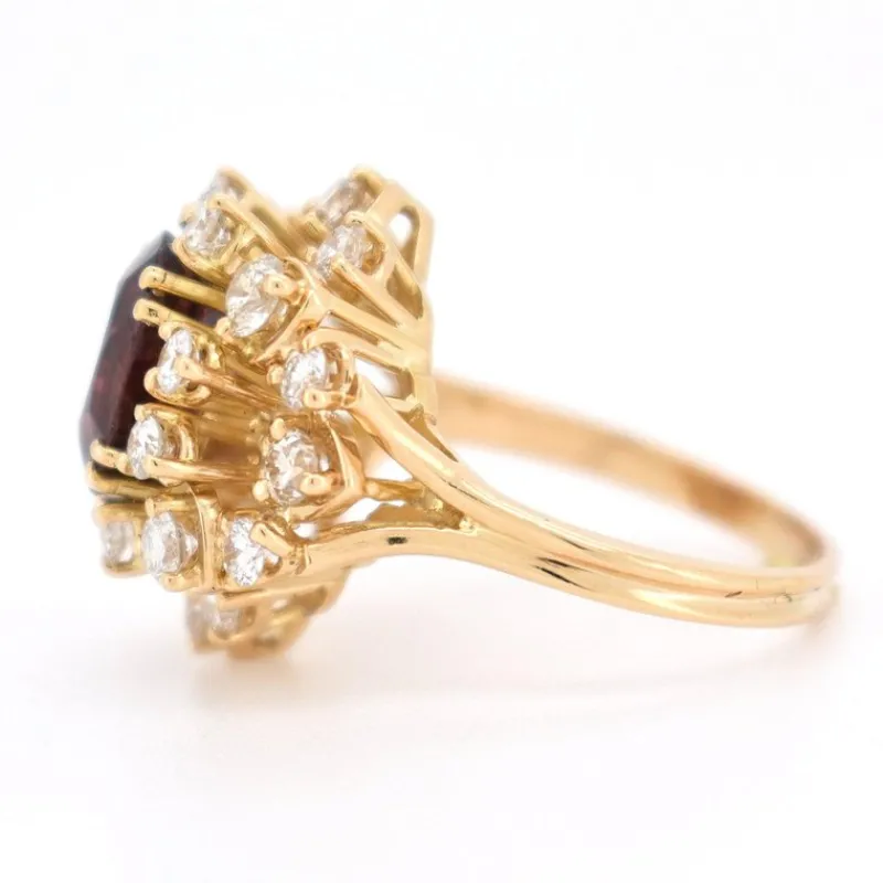 Pamono Vintage Cocktail Ring with Tourmaline and Diamonds> Rings