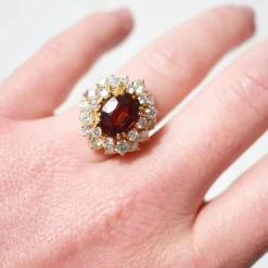 Pamono Vintage Cocktail Ring with Tourmaline and Diamonds><noscript><img width=