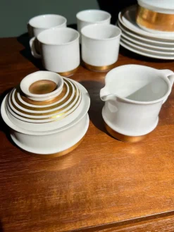 Pamono Vintage Coffee Service for Six People in 14K Gold Leaf, 1970s, Set of 21><noscript><img width=