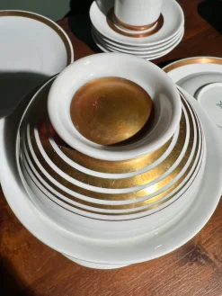 Pamono Vintage Coffee Service for Six People in 14K Gold Leaf, 1970s, Set of 21><noscript><img width=