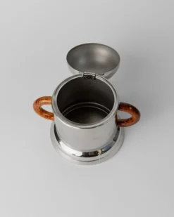 Pamono Vintage Coffee Service in Stainless Steel with Brown Details from Inoxpran, Italy, 1980s, Set of 5><noscript><img width=