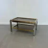 Pamono Vintage Coffee Table in Brass and Smoked Glass, 1970s> Coffee & Side Tables