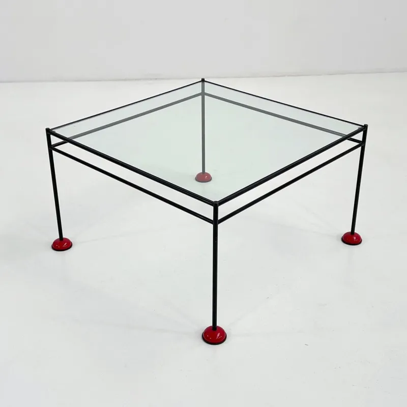 Pamono Vintage Coffee Table in Glass and Metal from Gamma, 1980s> Coffee & Side Tables