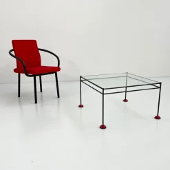 Pamono Vintage Coffee Table in Glass and Metal from Gamma, 1980s><noscript><img width=