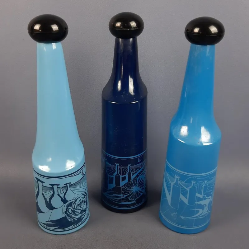 Pamono Vintage Collectible Glass Bottles by Salvador Dali, 1970s, Set of 3> Bottles, Carafes & Jugs