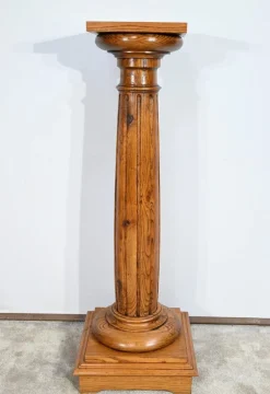 Pamono Vintage Column in Oak, 1900> Pedestals And Columns