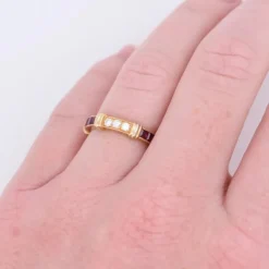 Pamono Vintage Contessa Wedding Ring in Yellow and White Gold, Diamonds, Rubies by Cartier, 1990s><noscript><img width=