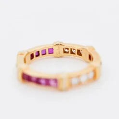 Pamono Vintage Contessa Wedding Ring in Yellow and White Gold, Diamonds, Rubies by Cartier, 1990s><noscript><img width=