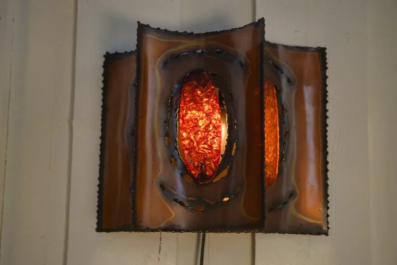 Pamono Vintage Copper and Resin Wall Light from Accolay, 1950s> Wall Lights & Sconces