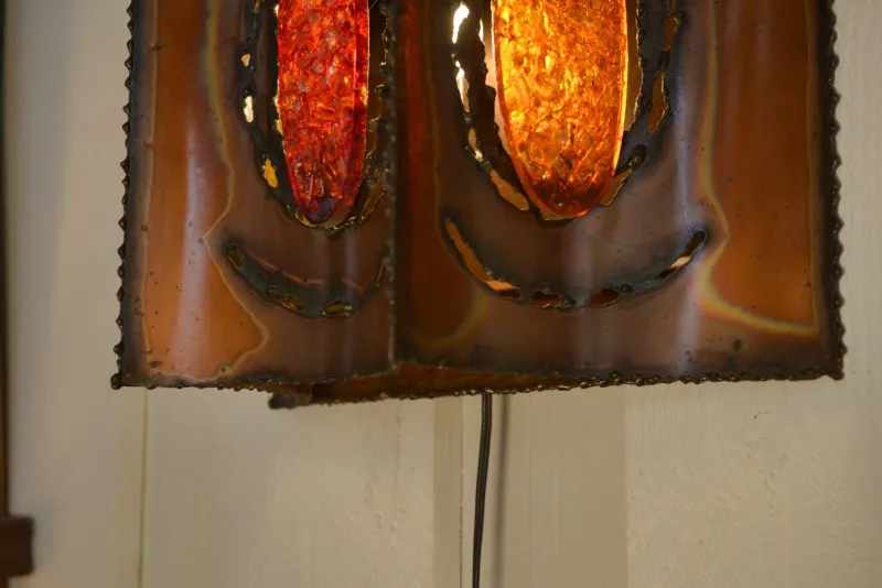 Pamono Vintage Copper and Resin Wall Light from Accolay, 1950s> Wall Lights & Sconces