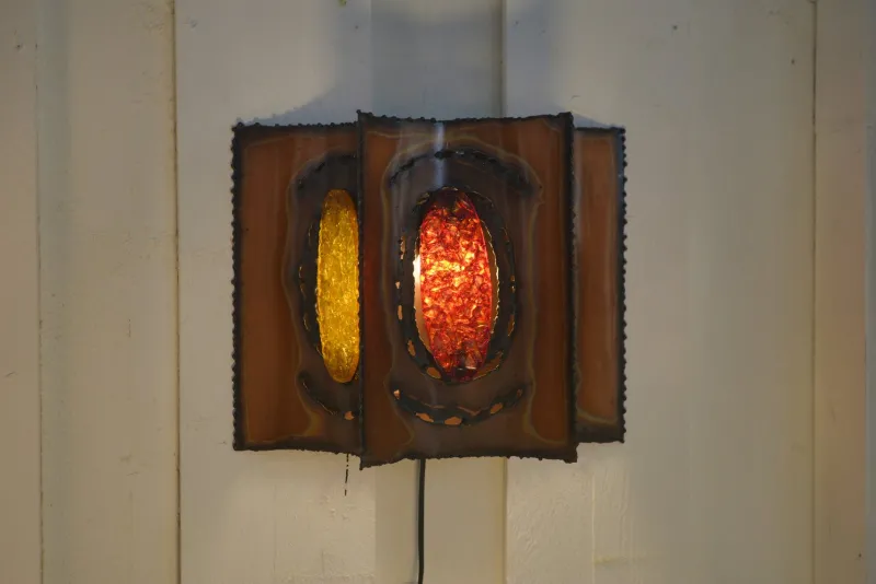 Pamono Vintage Copper and Resin Wall Light from Accolay, 1950s> Wall Lights & Sconces