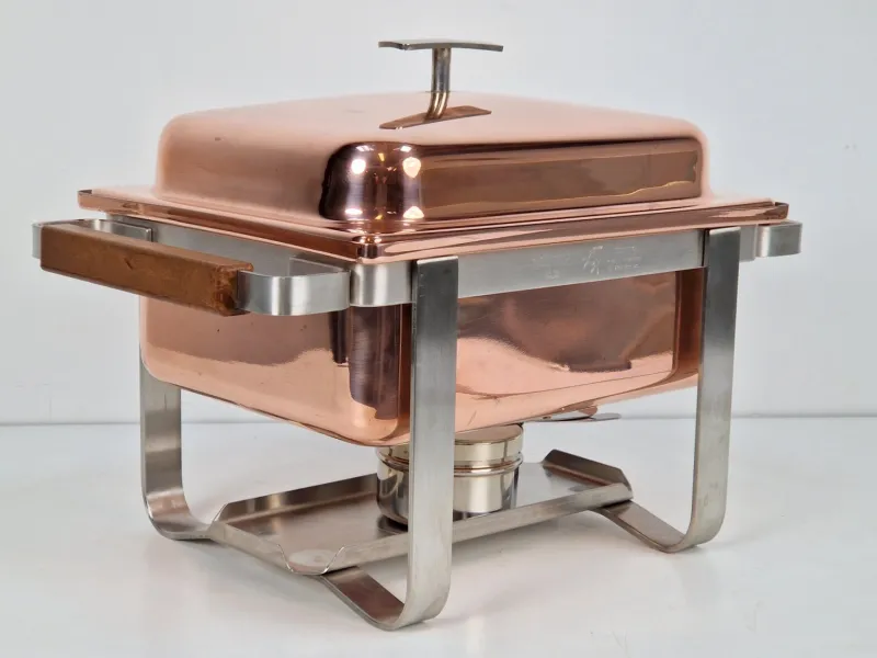 Pamono Vintage Copper-plated Stainless Steel Spring Chafing Dish, Switzerland, 1980s> Dinnerware Accessories