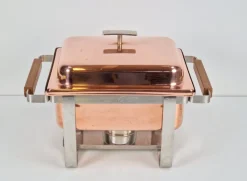 Pamono Vintage Copper-plated Stainless Steel Spring Chafing Dish, Switzerland, 1980s> Dinnerware Accessories