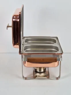 Pamono Vintage Copper-plated Stainless Steel Spring Chafing Dish, Switzerland, 1980s><noscript><img width=