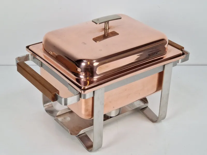 Pamono Vintage Copper-plated Stainless Steel Spring Chafing Dish, Switzerland, 1980s> Dinnerware Accessories