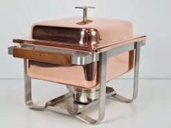 Pamono Vintage Copper-plated Stainless Steel Spring Chafing Dish, Switzerland, 1980s><noscript><img width=