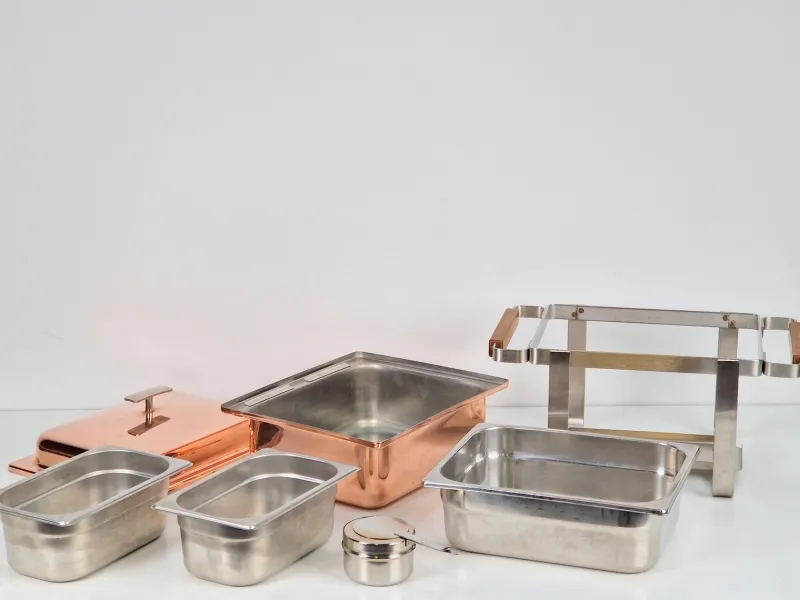 Pamono Vintage Copper-plated Stainless Steel Spring Chafing Dish, Switzerland, 1980s> Dinnerware Accessories