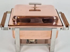 Pamono Vintage Copper-plated Stainless Steel Spring Chafing Dish, Switzerland, 1980s><noscript><img width=