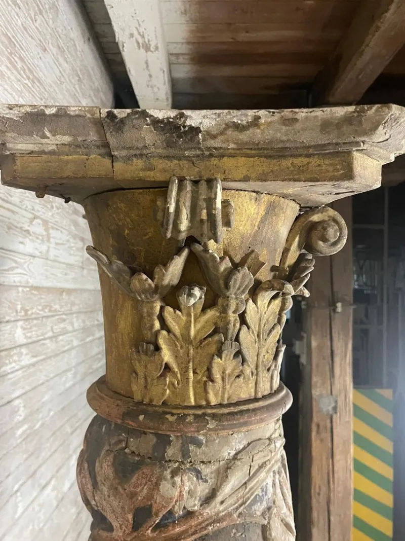 Pamono Vintage Corinthian Pillars with Capitals, Set of 2> Pedestals And Columns