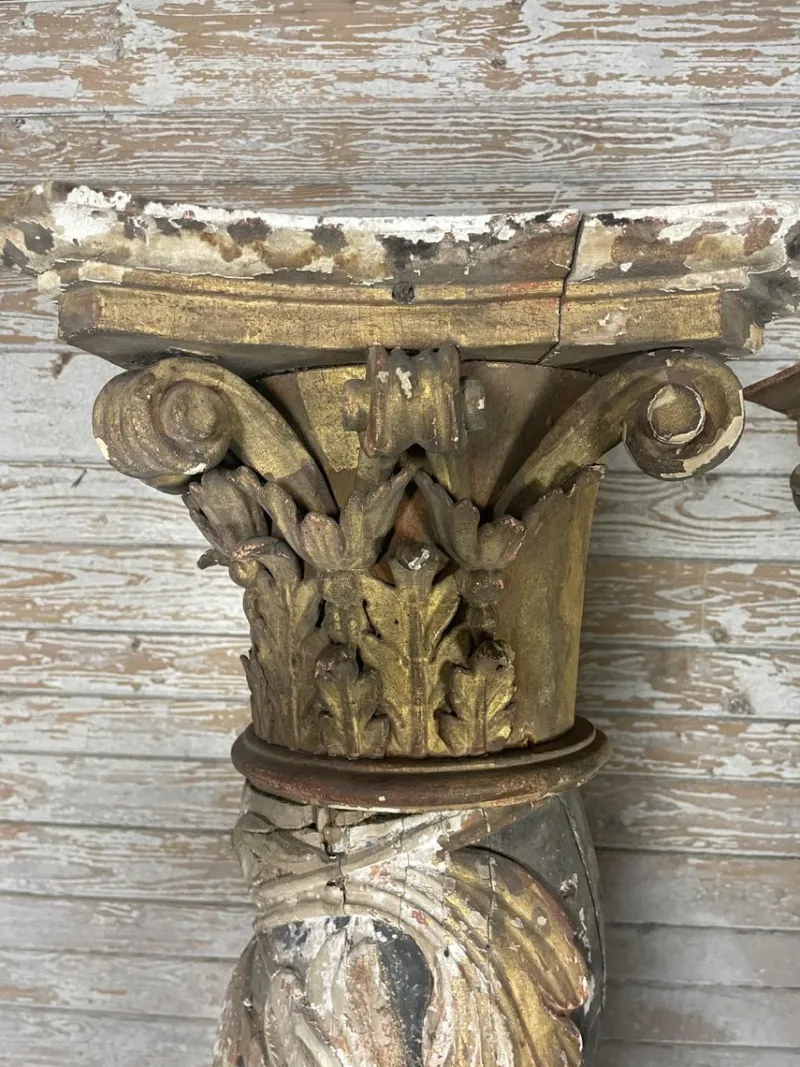 Pamono Vintage Corinthian Pillars with Capitals, Set of 2> Pedestals And Columns