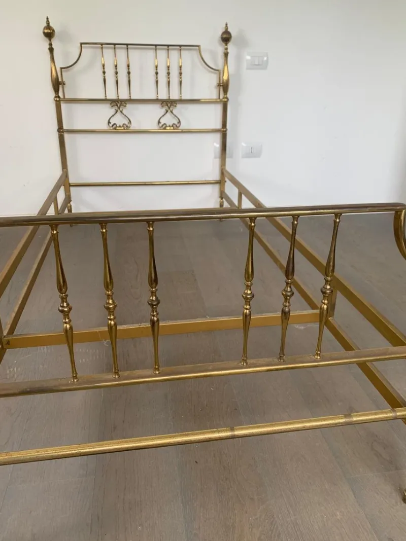 New Pamono Vintage Crafted Brass Bed Frame, 1950
