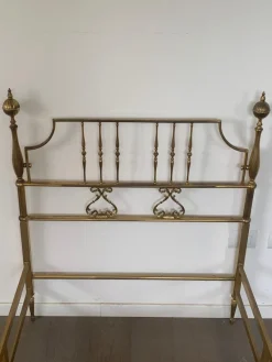 New Pamono Vintage Crafted Brass Bed Frame, 1950