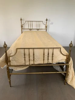 New Pamono Vintage Crafted Brass Bed Frame, 1950
