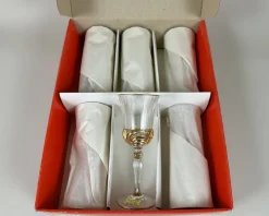 Pamono Vintage Cristal De Paris Gold Trimmed Crystal Wine Glasses, 1980s, Set of 6><noscript><img width=