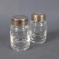 Pamono Vintage Crystal and Silver-Plated Metal Oil and Vinegar with Salt and Pepper Set, 1970s, Set of 5><noscript><img width=