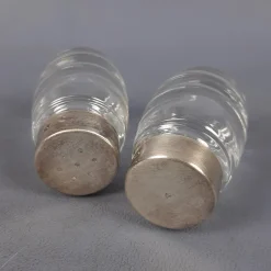 Pamono Vintage Crystal and Silver-Plated Metal Oil and Vinegar with Salt and Pepper Set, 1970s, Set of 5><noscript><img width=