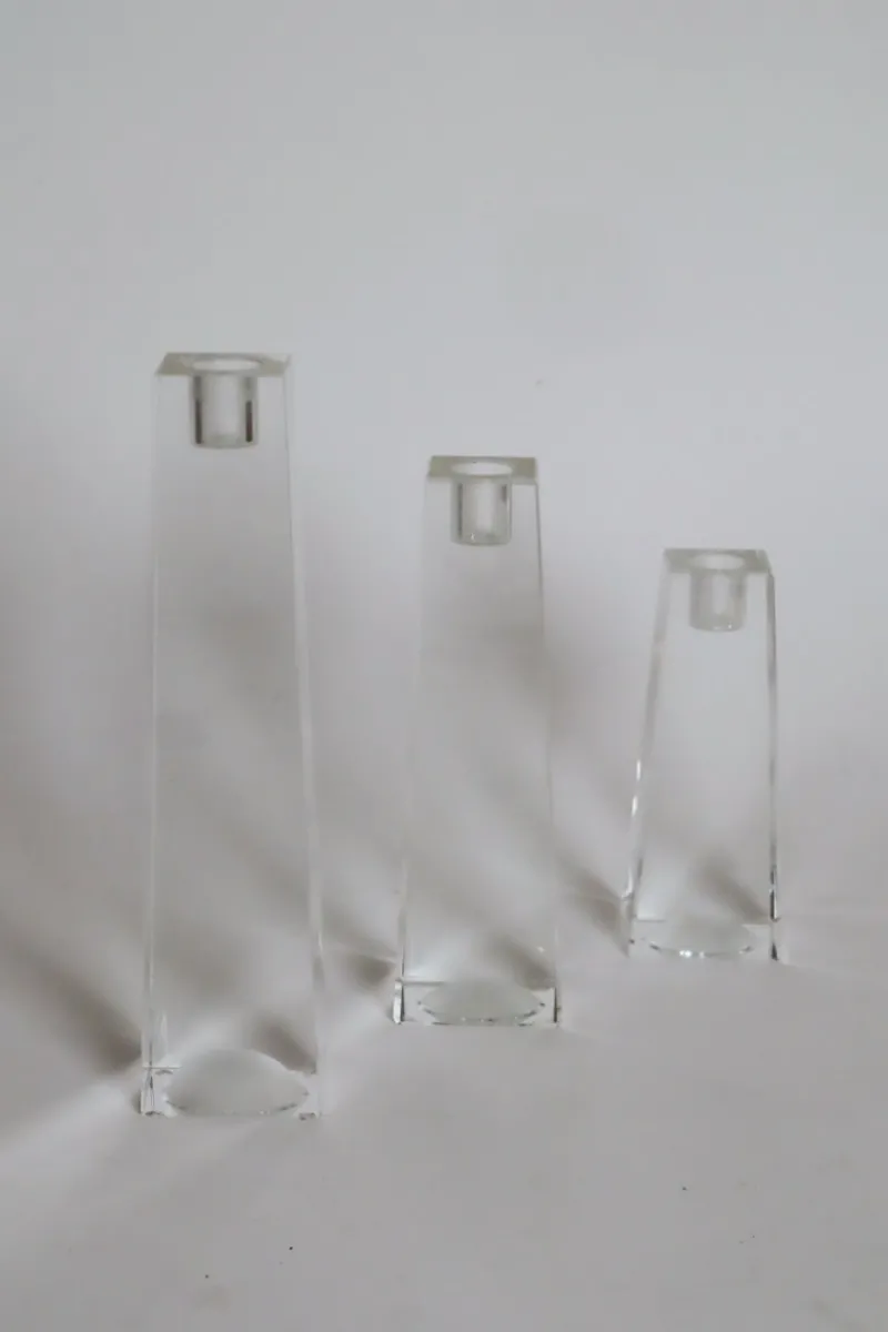 Best Pamono Vintage Crystal Glass Block Candlesticks from Rosenthal, 1980s, Set of 3