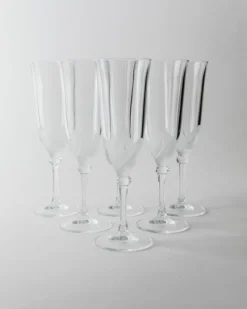 Pamono Vintage Crystal Glass Champagne Glasses by J.G. Durand, 1970s, Set of 6> Glassware