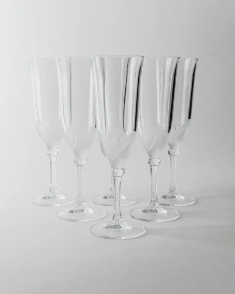 Pamono Vintage Crystal Glass Champagne Glasses by J.G. Durand, 1970s, Set of 6> Glassware
