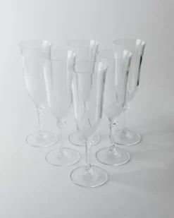 Pamono Vintage Crystal Glass Champagne Glasses by J.G. Durand, 1970s, Set of 6><noscript><img width=