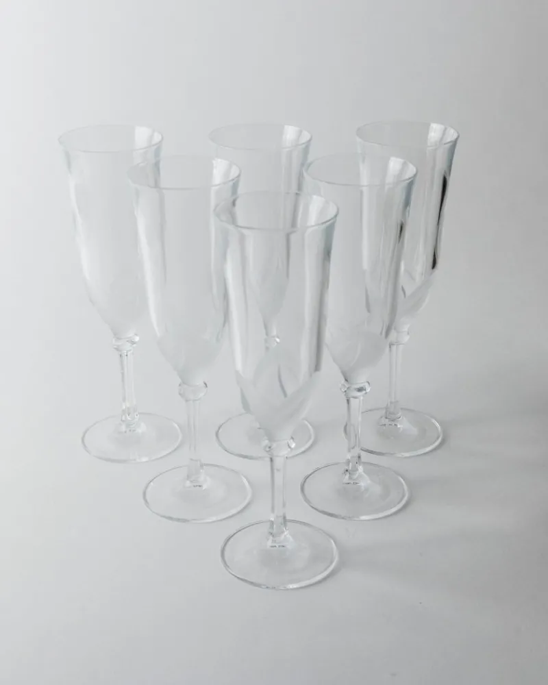 Pamono Vintage Crystal Glass Champagne Glasses by J.G. Durand, 1970s, Set of 6> Glassware