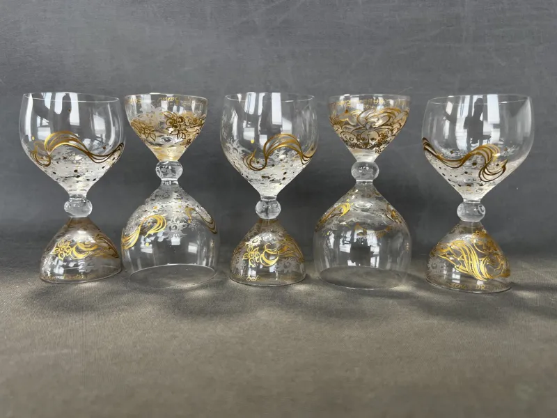 Pamono Vintage Crystal Glasses Magic Flute Model by Bjørn Wiinblad for Rosenthal, 1960s, Set of 5> Glassware