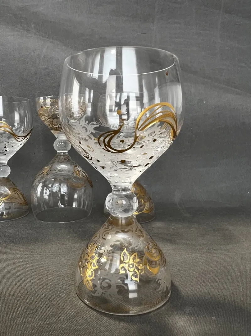 Pamono Vintage Crystal Glasses Magic Flute Model by Bjørn Wiinblad for Rosenthal, 1960s, Set of 5> Glassware